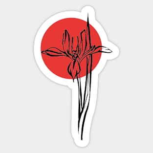 Iris flower on red circle Sticker